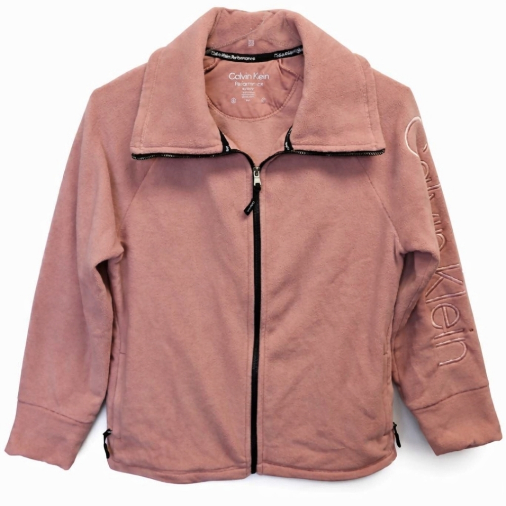 Calvin Klein Pink Spellout Full Zip Fleece Jacket Sz XL